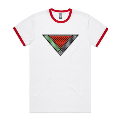 Watermelon Kufiya - Deluxe Double-sided Unisex Ringer Tee Thumbnail